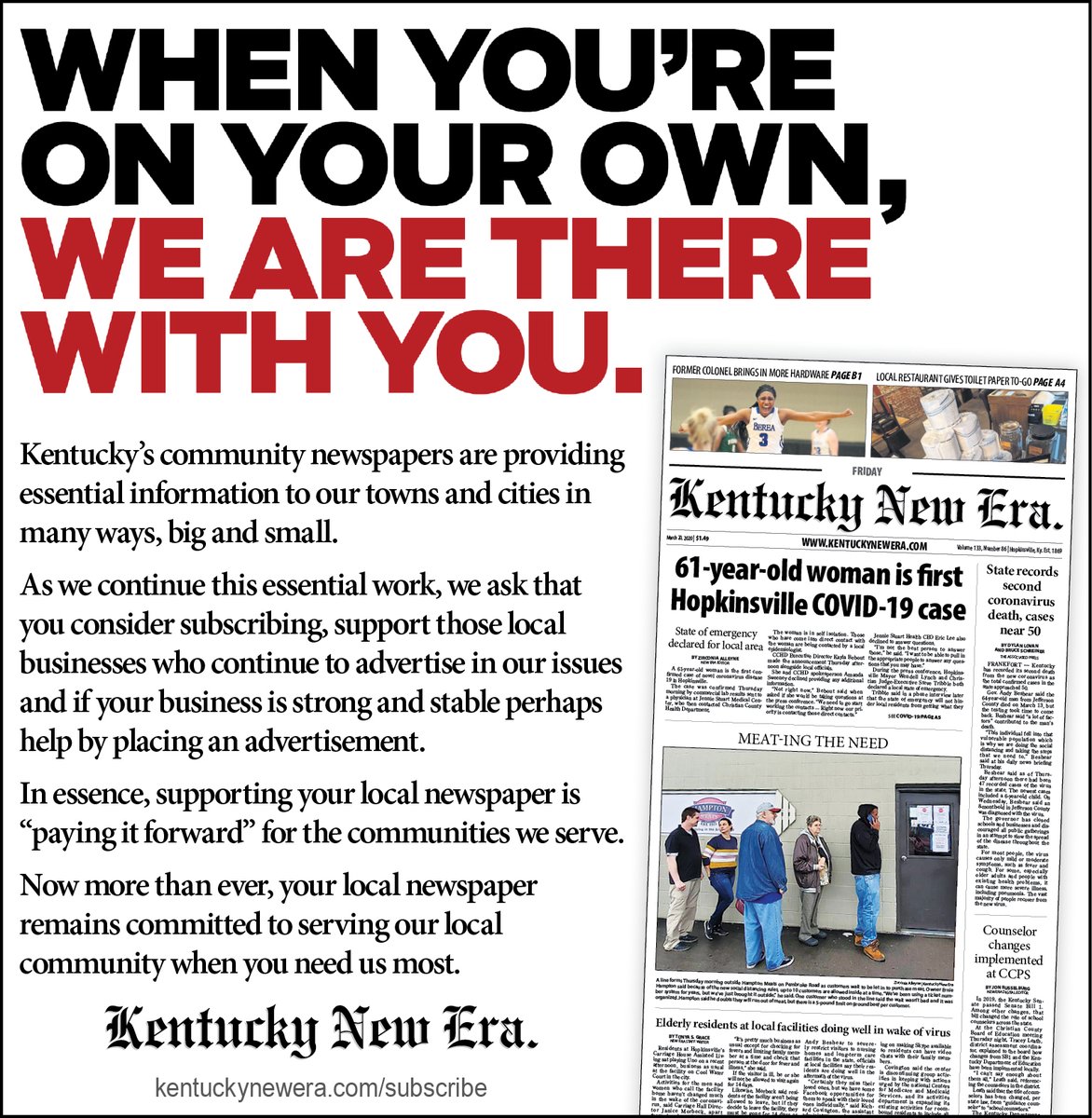 If you don't already, please consider subscribing to your local newspaper.