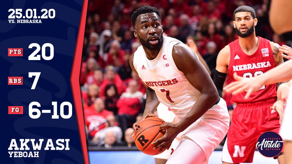 StuAthNetwork's tweet photo. Akwasi Yeboah scored a season high 20 poonts for Rutgers, leading them to the win over Big Ten opponent Nebraska. Akwasi hit a huge 3 down the stretch to tie game. Video ⬇️
#SANRecap https://t.co/M8DaRa10ST