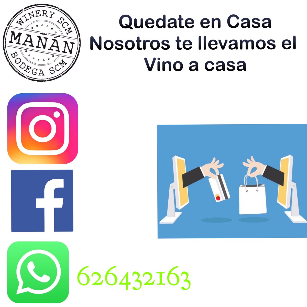 Estos días no te quedes sin vino en casa..... haznos tu pedido y te lo enviamos a casa.