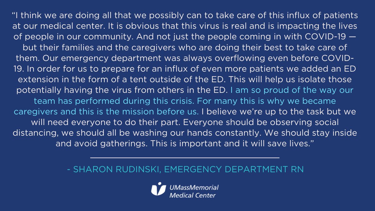 umassmemorial's tweet photo. Thank you to Sharon Rudinski, emergency department RN, for sharing your firsthand account of #COVID19 care at #UMassMemorialMedicalCenter with @bostonherald. https://t.co/8mcneh9uTy