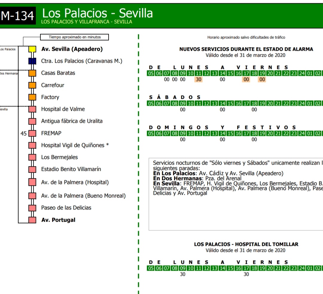 aytolospalacios's tweet photo. 🚌 NUEVO CAMBIO EN LOS HORARIOS DE AUTOBUSES DE LA LÍNEA M134 SEVILLA - LOS PALACIOS https://t.co/hOVbzoRHcV