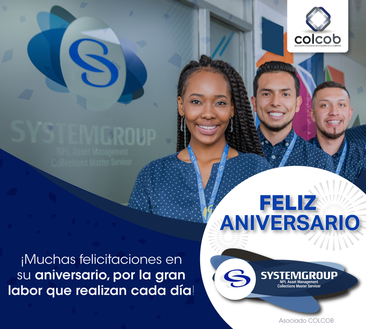 Colcob_Colombia's tweet photo. Queremos felicitar de manera especial en su aniversario a nuestro asociado #Systemgroup y agradecerle por aportar con sus servicios al crecimiento de la industria y del país👏🏻👏🏻🎉🎉 #AsociadosColcob https://t.co/4XkkxF8Ad9