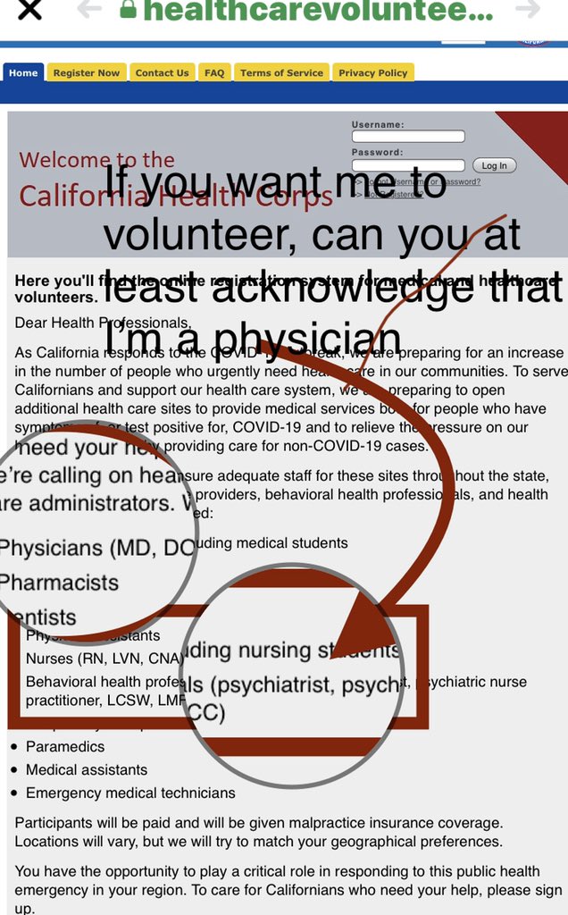 toriesepahmd's tweet photo. @GavinNewsom I might be willing to step up but here’s what I ask: at least know my scope—it’ll help the pts. Psychiatrists are PHYSICIANS. There’s no Board of behavioral health. We’re certified by American board of psychiatry &amp; neurology. @pppforpatients @AmerMedicalAssn https://t.co/QC4kLlgzN1