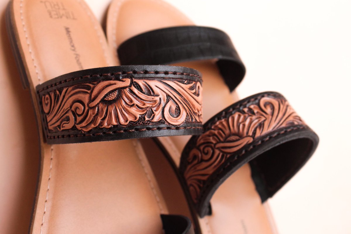 maddogleatherco's tweet photo. Tooled chanclas🤩 https://t.co/bStVIUtPeM