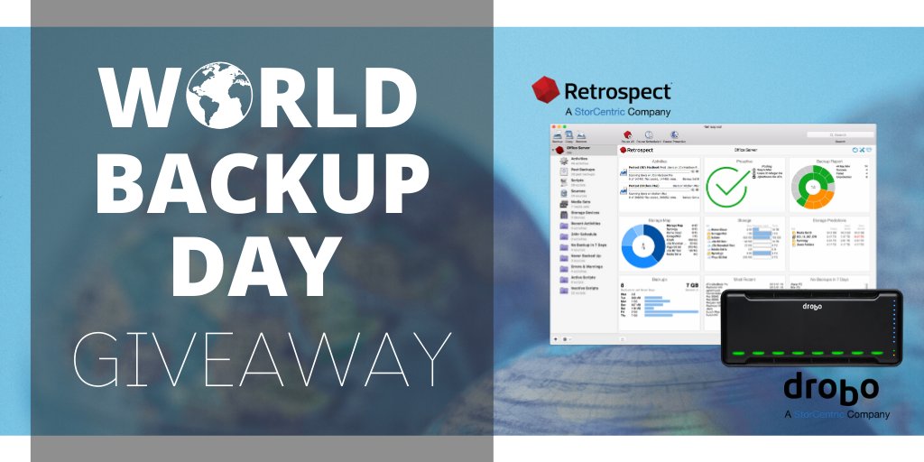 drobo's tweet photo. Make sure your #data is backed up with our new #giveaway with @RetrospectInc. One winner will receive a Drobo 8D* &amp; Retrospect Backup license for the ultimate #dataprotection combo! #worldbackupday  

Enter here - https://t.co/hgk3Tu4hru  

*Drobo 8D is only compatible with Mac. https://t.co/prgNcV3Nng