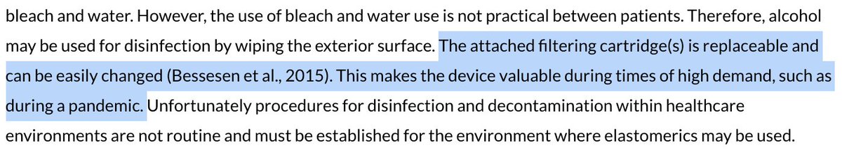 Here's a 2017 blog post from the CDC, subtitled "The Overlooked Elastomeric," which says that elastomeric respirators' potential for reuse "makes [them] valuable...during a pandemic."So... right now?  #COVID19  #GetMePPE  #GetUsPPE  https://blogs.cdc.gov/niosh-science-blog/2017/07/06/elastomerics/