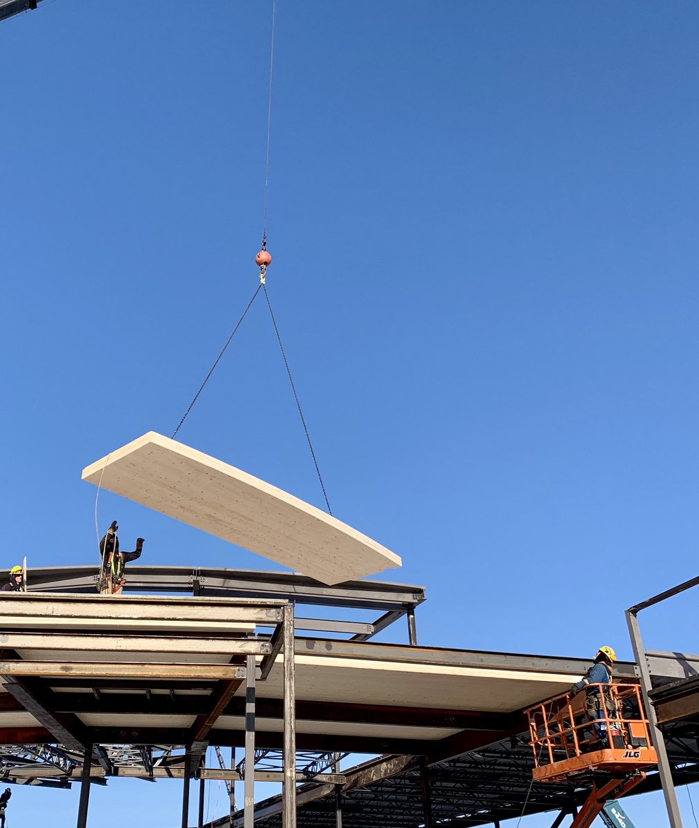 Mytec_Inc's tweet photo. There’s something oddly satisfying about setting the last panel in a series of curved #CLT @Structurlam #masstimber https://t.co/Yx3rQOD9Ge