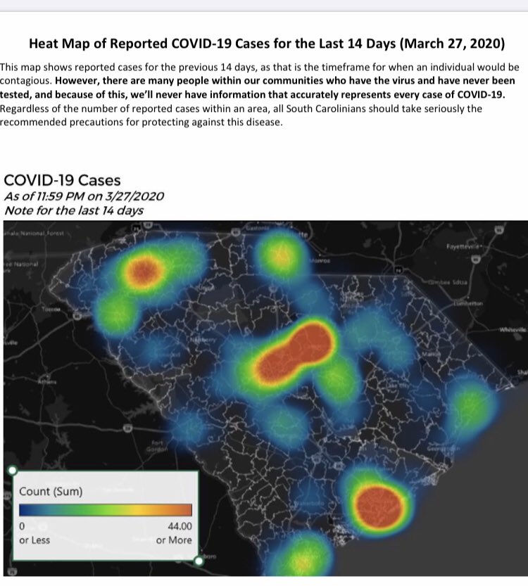 dayman23's tweet image. One reason I’m often not a fan of heat/density maps is for example, this map. What’s the search radius, the cell size? Were the cases mapped to the street, the zip code, or county level to produce the map? #GIS #kerneldensity