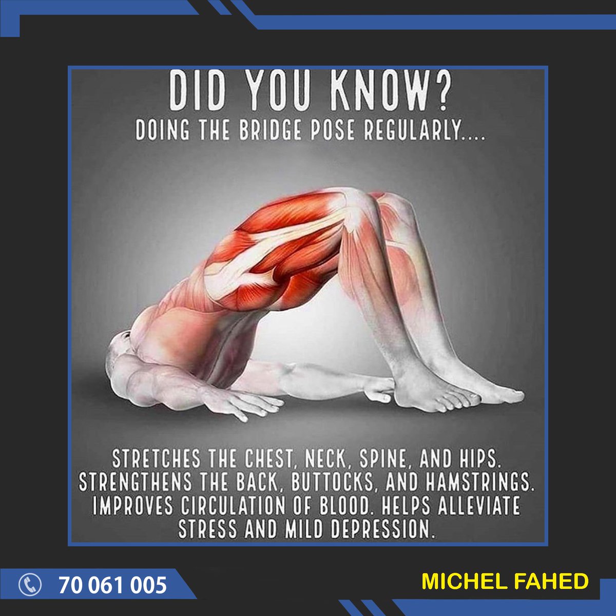MichelFahed1's tweet photo. DID YOU KNOW?
#MichelFahed #MF 
Book now your private training session at home or at the gym. 70-061005
#WorkOut #Training #PersonalTraining #PersonalTrainer #Coach https://t.co/VJGqQxqKub
