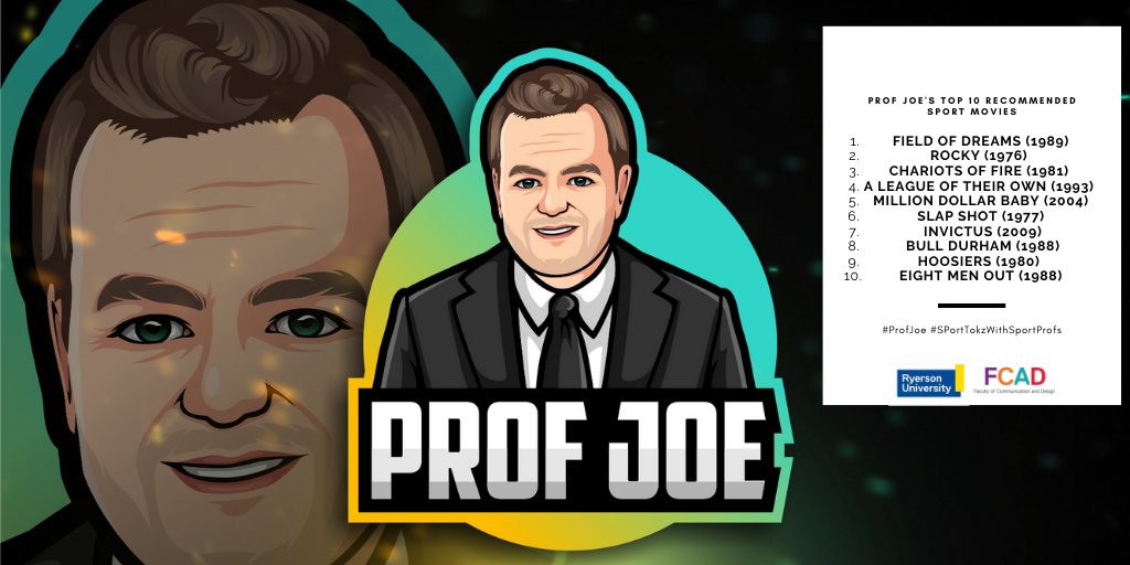 SportTokz's tweet photo. #ProfJoe @JR6JR6 Top 10 recommended #SportMovies
Field of Dreams (1989) Rocky (1976)
Chariots of Fire (1981)
A League of their Own (1993)
Million Dollar Baby (2004)
Slap Shot (1977)
Invictus (2009)
Bull Durham (1988)
Hoosiers (1980 )
Eight Men Out (1988)
#SportTokz https://t.co/iF2YYVhgTM