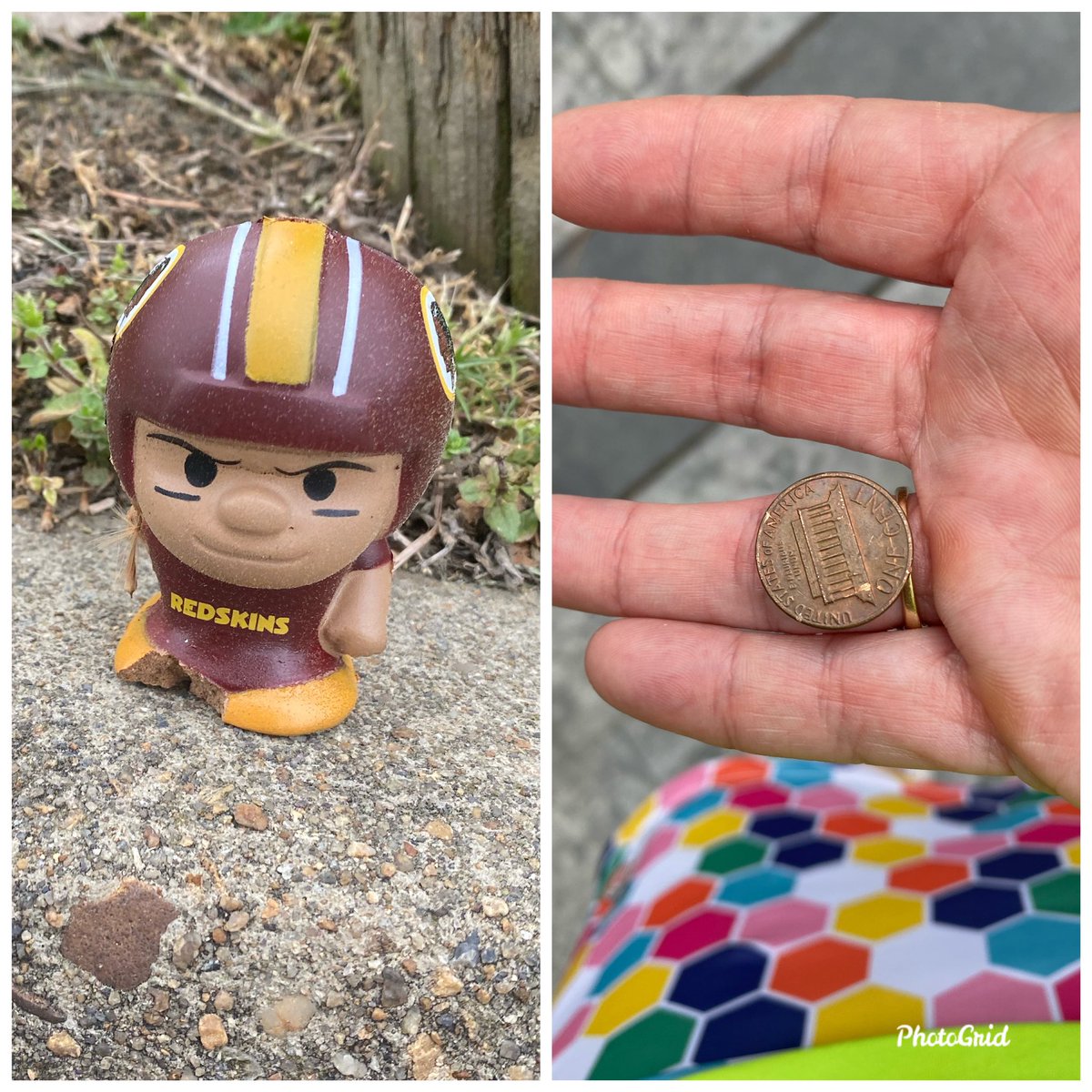 TheOtherLori's tweet photo. Got out to get my #runchat5k done & found a cute squishy toy & a lonely penny, I left the squishy toy on the curb & took the lonely penny home to be with his other penny friends bc well...The Redskins. 😂 #runchat #paid2run #foundonmyrun #solomiles https://t.co/UijdgnK2Bo