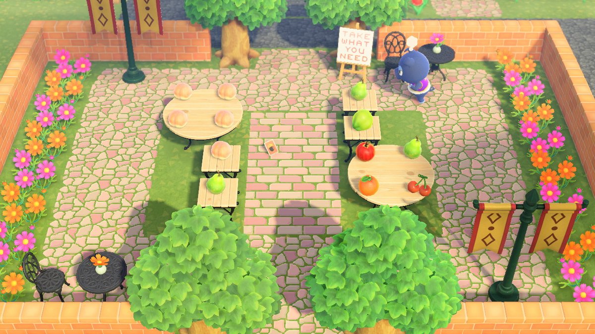 13. Made a variation on the pastel bricks: pastel stones! Someone also requested the sign, so I uploaded that as well. Corner and side pieces in next tweets  #ACNHDesign  #acnhpatterns  #ACNHDesigns  #ACNH    #AnimalCrossing  