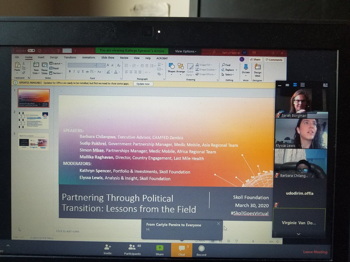 Wonderful session on Partnering Through Transition: Insights from the Field! @SkollFoundation  #skollgoesvirtual #collectivestrength