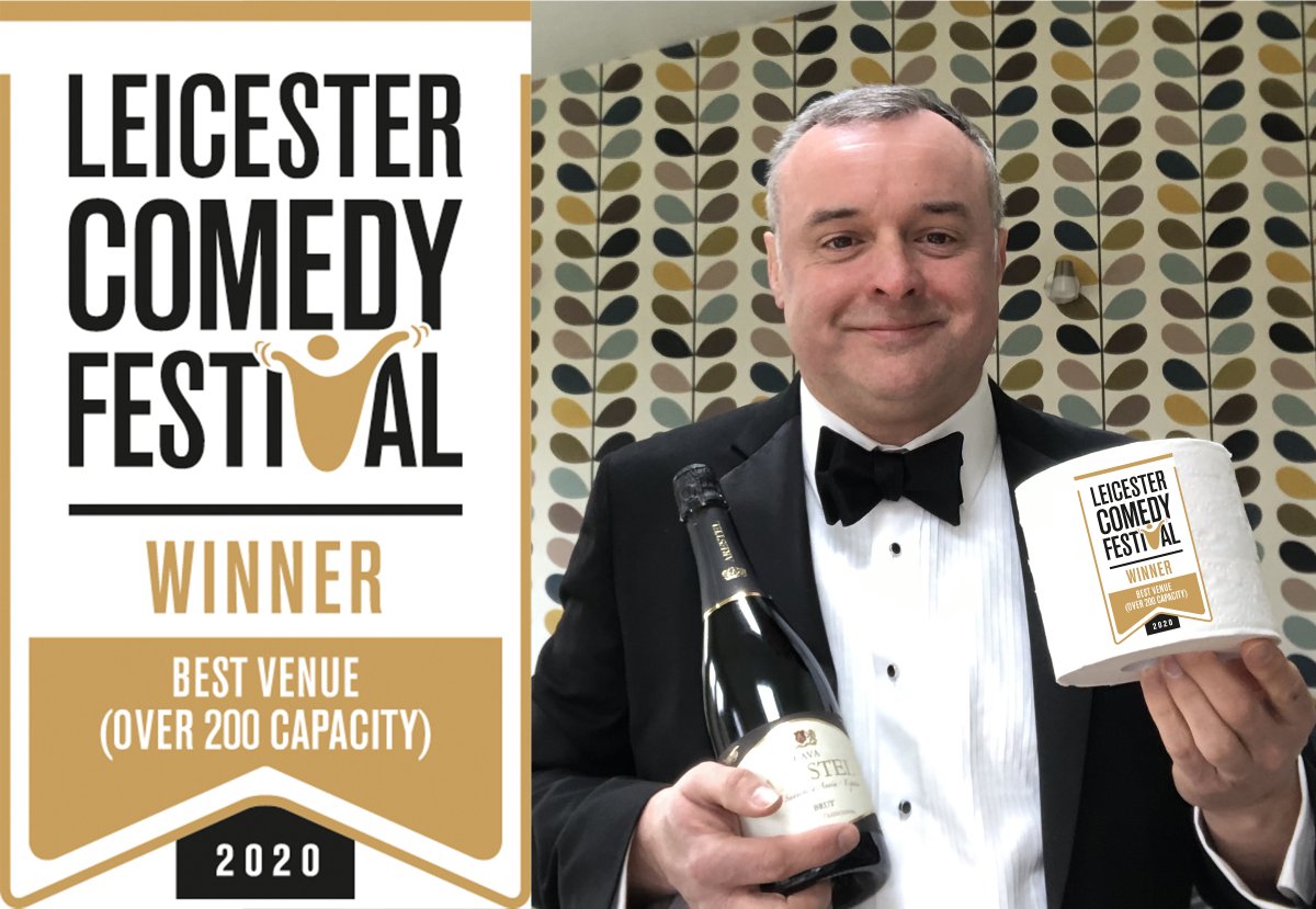 LeicsComedyFest's tweet photo. Congratulations to @DeMontfortHall for winning Best Venue (over 200 capacity) #ComedyAwards https://t.co/YK2rQT3SEd