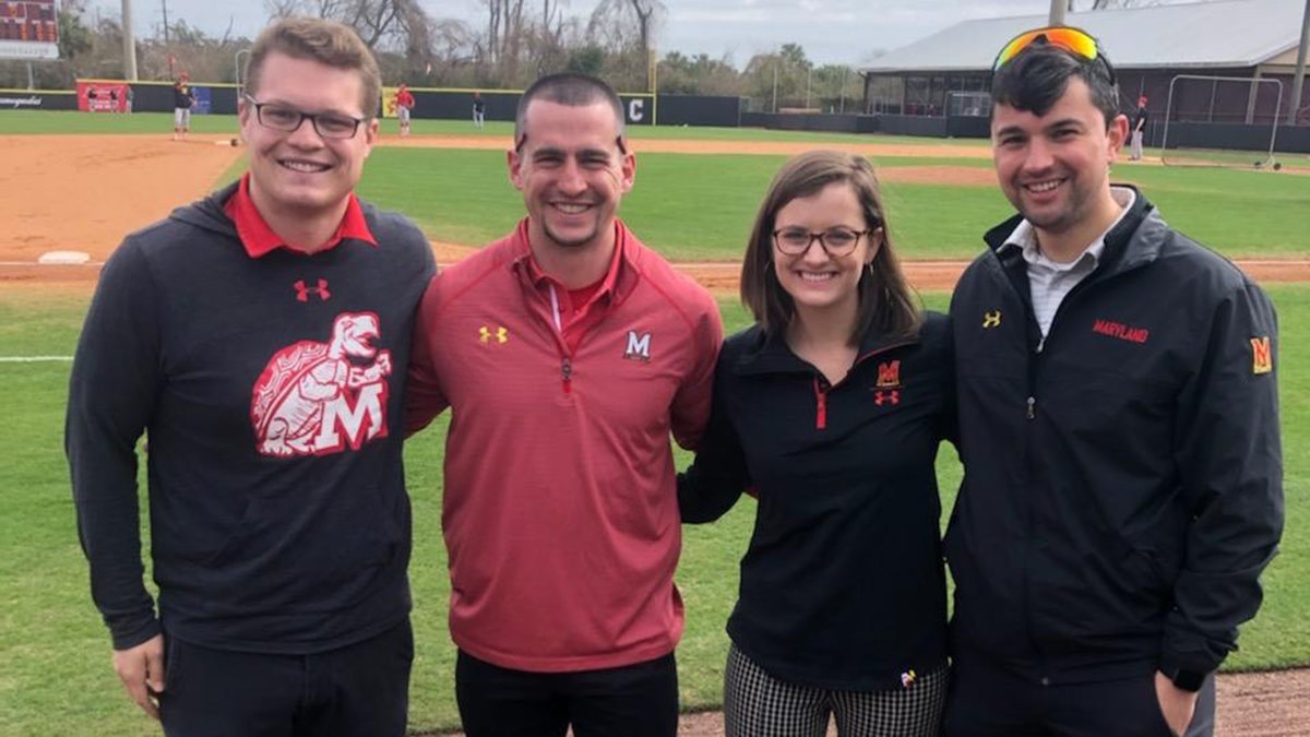 TerpsBaseball's tweet photo. The Maryland baseball family is lucky to have @TylerCronin as our athletic trainer to take care of our guys and brighten everyone's days.

Happy National Athletic Training Month! #NATM2020 https://t.co/b9oxxibuFW