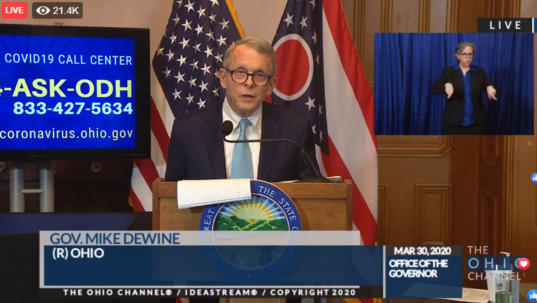 K-12: Our original order to close school buildings was for 3 weeks. We're giving an additional order that will take this to May 1, which is a Friday. We will reevaluate as we get closer to that date.