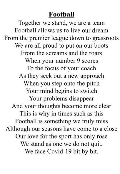 AshtonUnitedFC's tweet photo. 📝Football! A poem by women’s team Goalkeeper Alisha Routledge! 🔴⚪️⤵️ https://t.co/gPJX8B1mNs