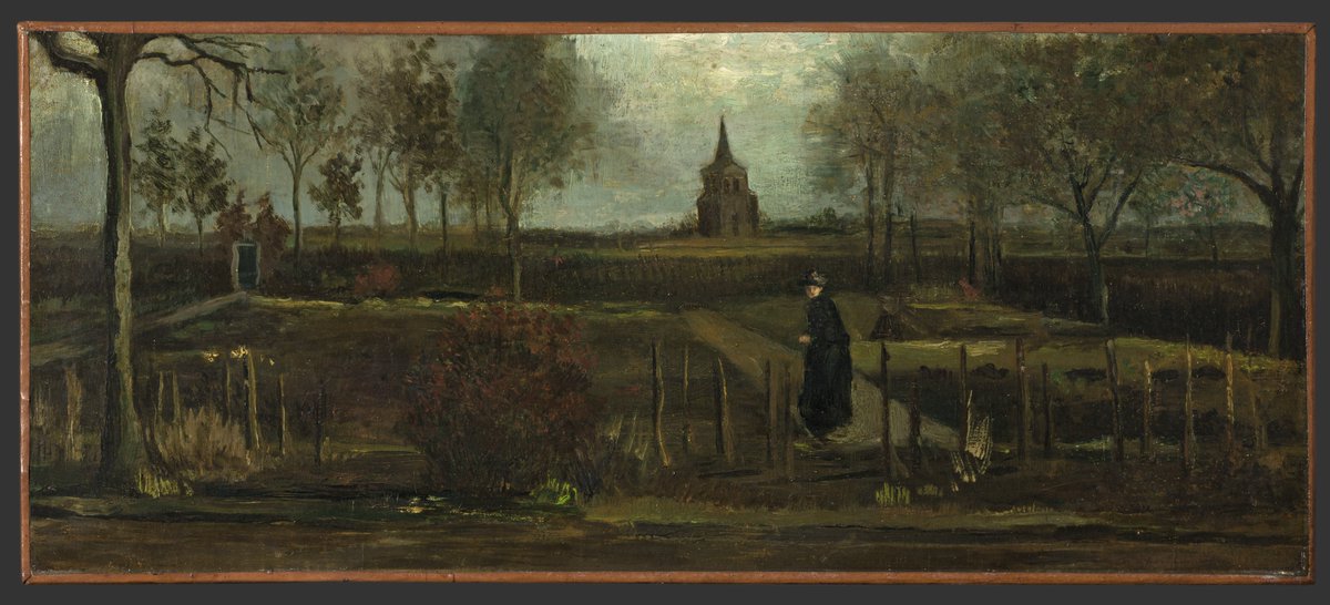 groningermuseum's tweet photo. We zijn enorm geraakt door het bericht dat het prachtige schilderij van Vincent van Gogh 'Lentetuin, de pastorietuin te Nuenen in het voorjaar' uit de collectie van het Groninger Museum vannacht is gestolen uit museum @SingerLaren. We hopen dat het snel wordt teruggevonden. https://t.co/mGBJL84iyy