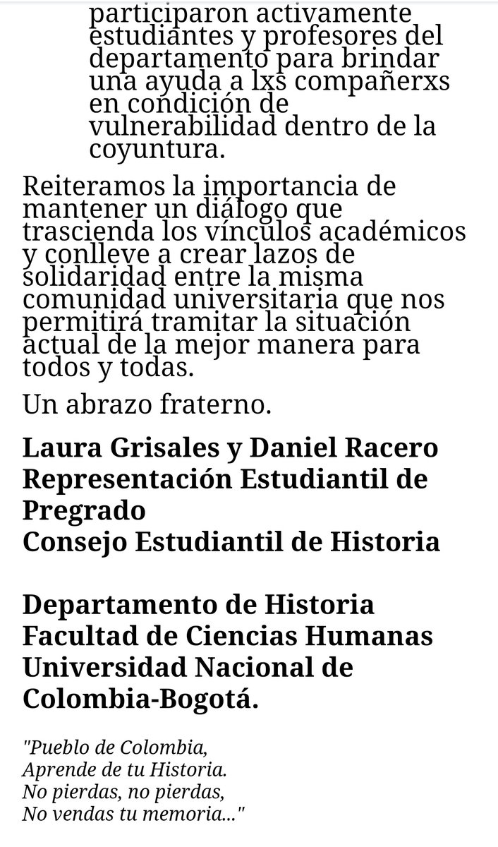 Consejo Estudiantil de Historia UN tweet media