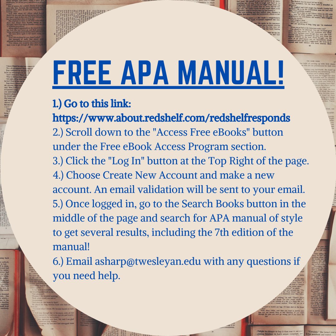 tnwesleyanlib's tweet photo. Access the APA Manual of Style for FREE! https://t.co/lbeX6qde6R