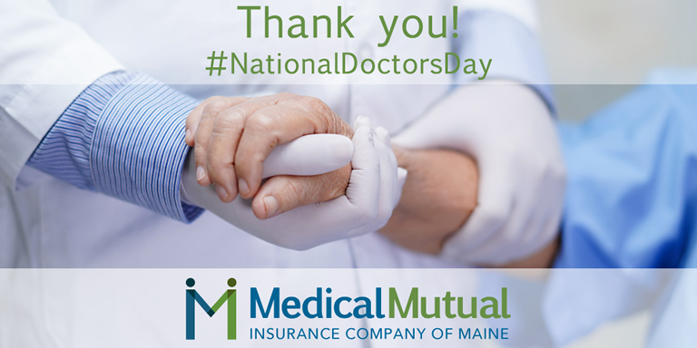 MedicalMutual's tweet photo. National Doctor’s Day, we say thank you all for your service – especially now as you risk your own health to fight this dangerous pandemic. #NationalDoctorsDay https://t.co/VnEC4Eqwh4