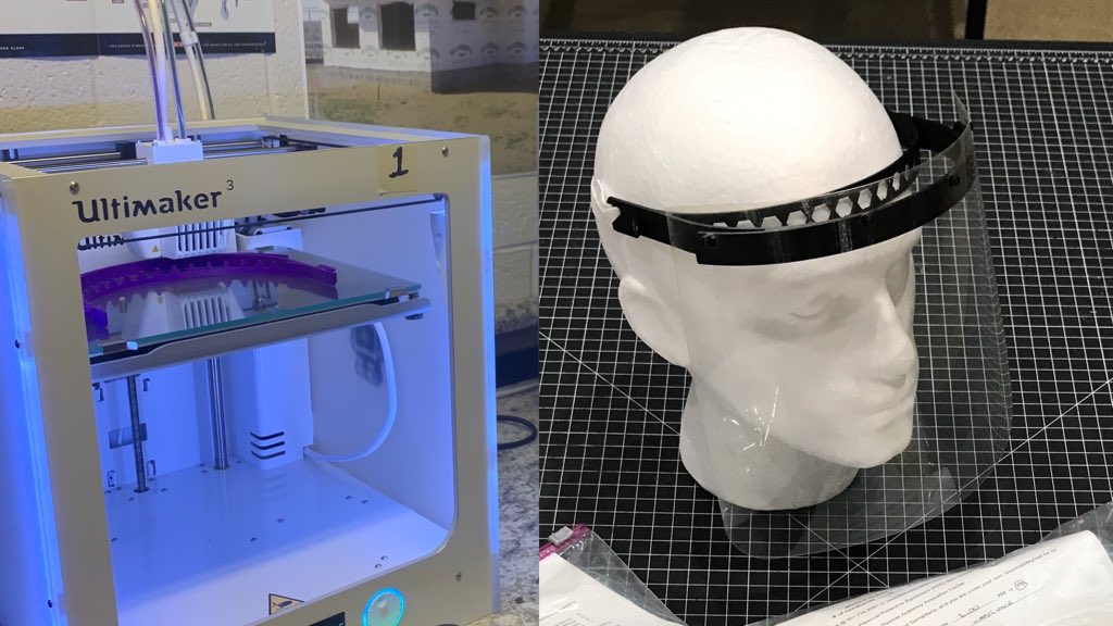 FLRANGERS's tweet photo. Ranger Industrial Tech teacher producing 3D Printed Masks and Face Shields for Medical Personnel in St. Paul. Thanks Kelly Nicholls for going above and beyond. #RangerTerritory https://t.co/d1WUZLUpGJ