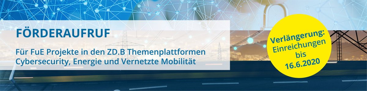 ZDBayern's tweet photo. ☝️Aufgrund Covid-19 wurde die Frist zur Einreichung von #Projektskizzen im Bereich Digitalisierung bis 16.6.20 verlängert. Gemeinsam mit dem @BayStMWi fördern wir innov. Forschungs- & Entwicklungsprojekte. Themen: #Cybersecurity, #Energie & #Mobilität ➡️https://t.co/nArzZltesC https://t.co/PMI1z7wu5H