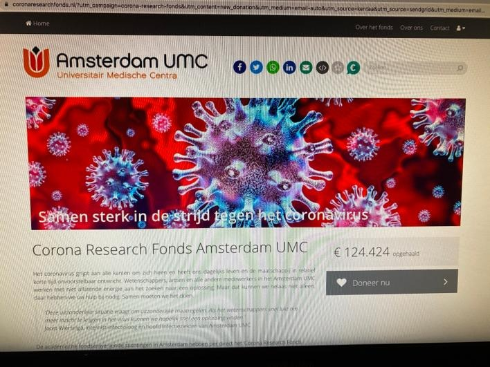 Mirjam van Praag (@mvp_vanpraag) on Twitter photo Samen sterk tegen corona, Geef en rt: Wij hebben de handen ineengeslagen: <a href="/amsterdamumc/">Amsterdam UMC</a>, <a href="/VUamsterdam/">Vrije Universiteit Amsterdam (inactief)</a> <a href="/UvA_Amsterdam/">UvA Amsterdam</a> <a href="/VUvereniging/">VUvereniging (inactief)</a> @amcfoundation VUmcfonds, de AMC Foundation en het Amsterdams Universiteitsfonds via coronaresearchfonds.nl. #doneer Samen sterk tegen corona, Geef en rt: Wij hebben de handen ineengeslagen: <a href="/amsterdamumc/">Amsterdam UMC</a>, <a href="/VUamsterdam/">Vrije Universiteit Amsterdam (inactief)</a> <a href="/UvA_Amsterdam/">UvA Amsterdam</a> <a href="/VUvereniging/">VUvereniging (inactief)</a> @amcfoundation VUmcfonds, de AMC Foundation en het Amsterdams Universiteitsfonds via coronaresearchfonds.nl. #doneer