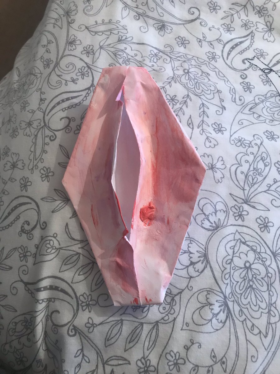 VulvalCancerUK's tweet photo. Fold your own origami vulva
https://t.co/zpujdn0Ghv
My second attempt and as you see I’m no good at arts/crafts 😆 
My #vulva #PoweroftheV 
With #lichensclerosus and #vulvalcancer 
Lumps ,bumps ,ulcers ,white patches ,tears and sores plus itchy thin skin.

@bodyform @LSclerosus https://t.co/WwZF7wXNcG