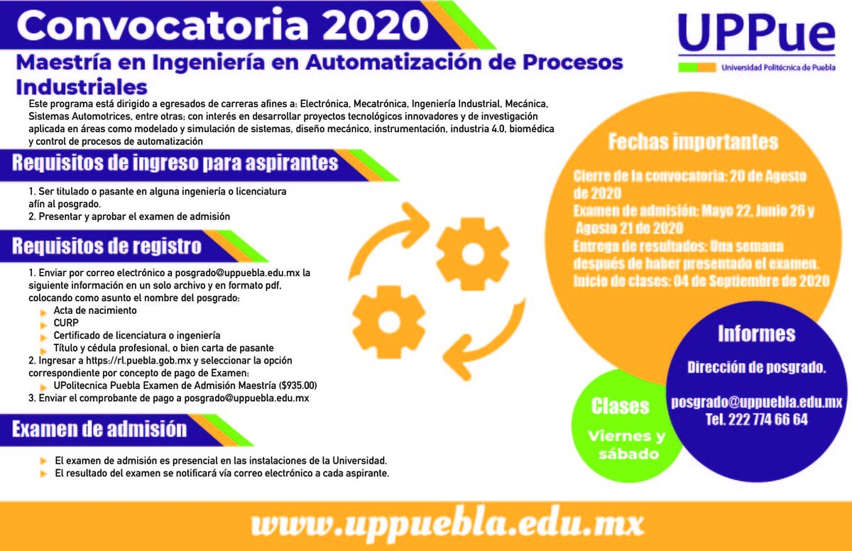 UPPueblaOficial's tweet photo. Conoce las maestrías que la #UPPue te ofrece, el registro se cerrará el próximo 20 de agosto, consulta las convocatorias en https://t.co/V4vQXwVTbV 

#SomosUPPue
#BúhosBlancos https://t.co/81ORMgF1YM