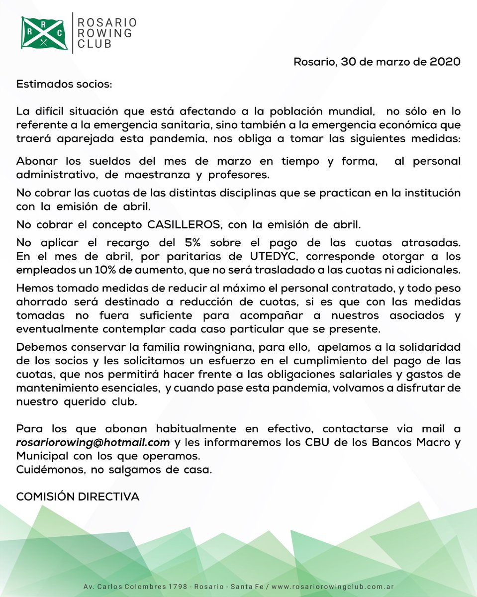 IMPORTANTE
COMUNICADO COMISIÓN DIRECTIVA