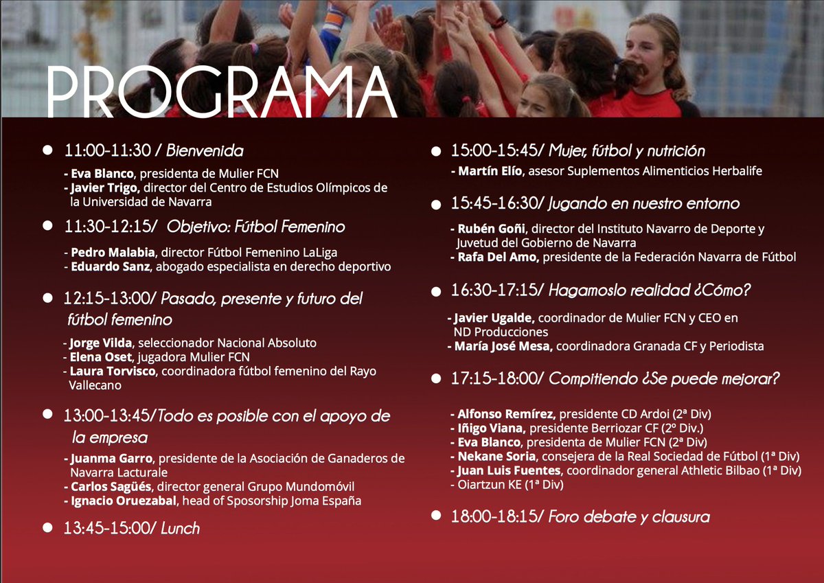 ⁉️ ¿Sabías que en abril de 2017 organizamos el Foro Mujer y Deporte y contó con la presencia de Jorge Vilda, Laura Torvisco, Pedro Malabia entre otros?

🔴⚫️ #HagámosloRealidad