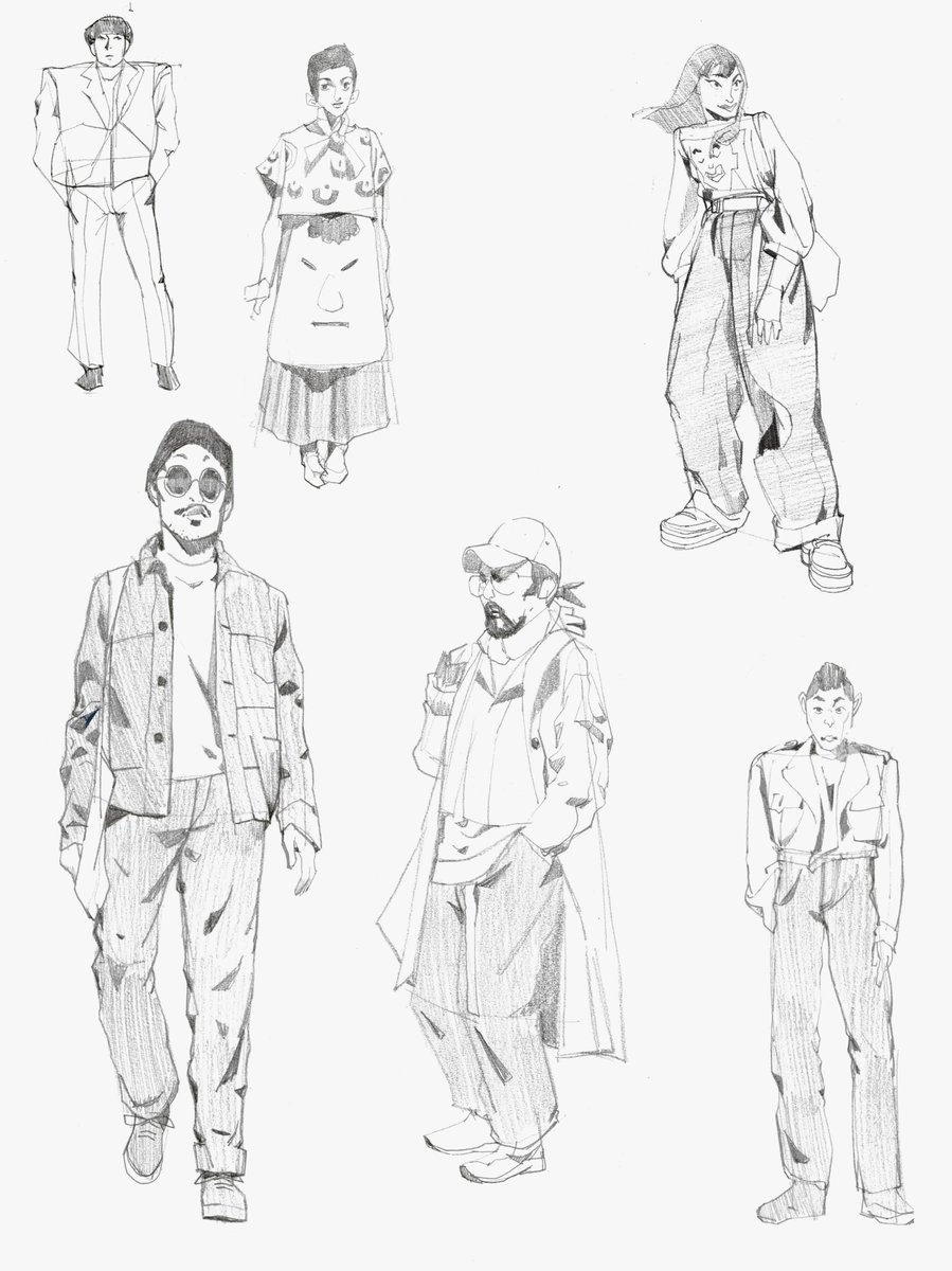 Sketching some people.. the girl's outfit colors were art directed by the @warriorpainters discord group lol 
