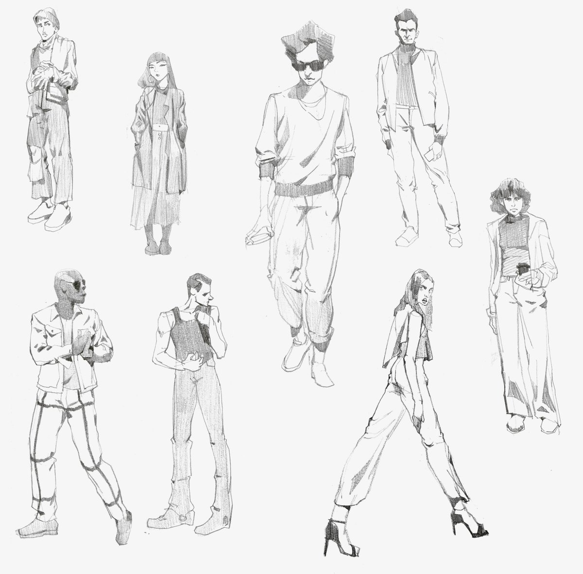 Sketching some people.. the girl's outfit colors were art directed by the @warriorpainters discord group lol 