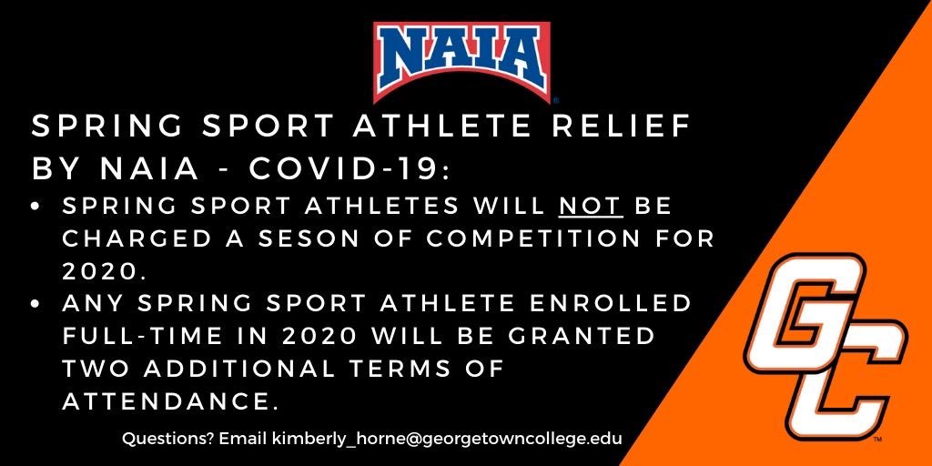 Spring Sport Seniors - if you have questions about retuning to GC for the additional year of eligibility allowed by the NAIA due to COVID-19 please let me know!
