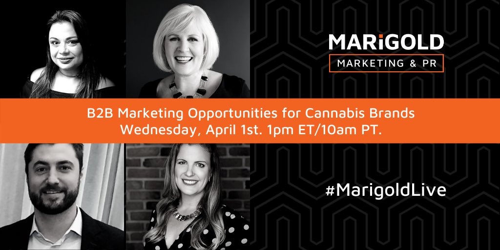 Join us Wednesday to discuss B2B marketing for #cannabis brands. 🌱 Space is limited, grab your seat today. 

<a href="/KatieEPringle/">Katie Pringle</a> &amp; @bri_co_hoffer joined by <a href="/GrowOpportunity/">Grow Opportunity</a> + <a href="/detonateCA/">Detonate Cannabis</a> will discuss owned, earned and paid media opportunities

eventbrite.ca/e/marigold-liv…