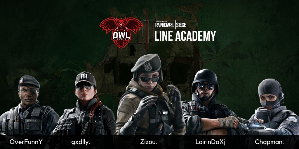 OWLESPORTSR6's tweet photo. [R6 Academy] 

Hoje temos o orgulho de anunciar nossa primeira line academy, que nos representará em campeonatos amadores e muito mais. 
 
@Gxdllyyy
@Chapman_R6
@WiniciusSantia2
@Zizueira
@OverFunn

Obrigado por confiar na gente. #GoOWL https://t.co/juv7c75Lai