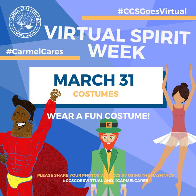myccs's tweet image. Tomorrow is Costume Day! Can&apos;t wait to see what fun costumes everyone has! #ccsgoesvirtual #CarmelCares