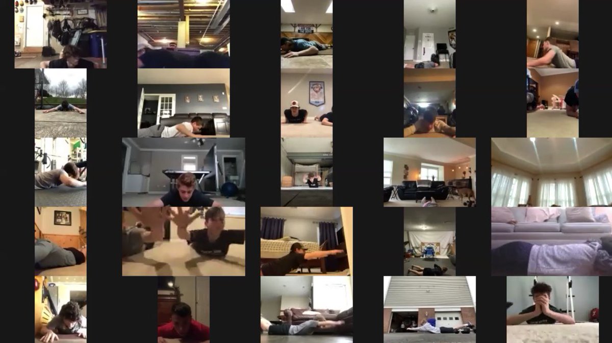 Amazing dedication by the 70+ Excel HS &amp; MS athletes who joined in for the first remote training session led by <a href="/PensPerformance/">Penguins Performance Training</a> See you Wednesday at noon for the next round! #hockeytraining #upmc66 #grind