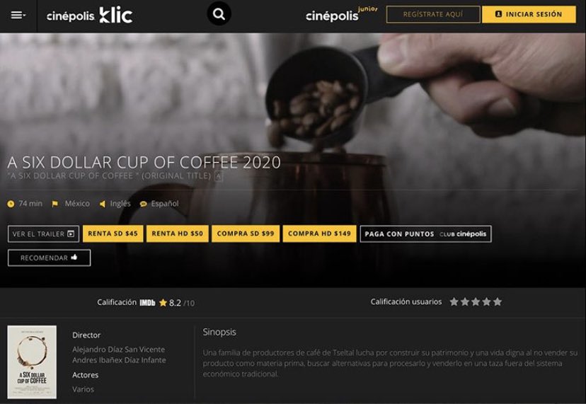 6usdcoffee's tweet photo. Amixs, ya pueden rentar el documental en @CinepolisKLIC; las primeras dos semanas queremos donar nuestras ganancias a @Capeltic, la cooperativa tzeltal que protagoniza la película. Son tiempos complejos para todos, pero vamos a salir adelante. #QuedateEnCasaYa  #CafeEnCasa #cine https://t.co/fGCZS7kWzN
