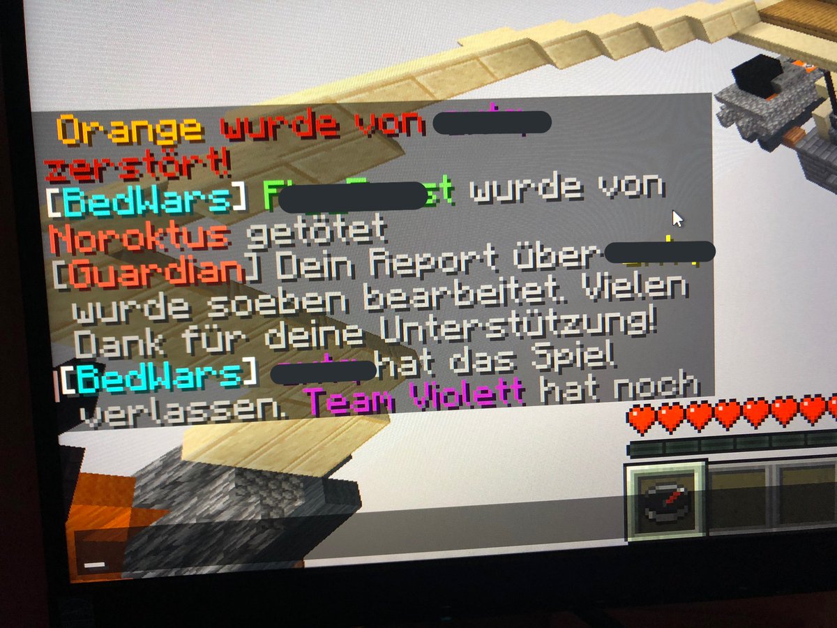 Johanna40625's tweet photo. Wenn man ganz entspannt paar runden bedwars mit @nichtceline zocken möchte, nach kurzer Zeit im Spiel von einem Hacker überrannt wird und ihn dann sofort Reportet, er dann auch noch innerhalb ner Minute gebannt wird, dann ist das ein wahrhaftig schöner Abend. @GommeHDnet https://t.co/F6ryPHJv4e