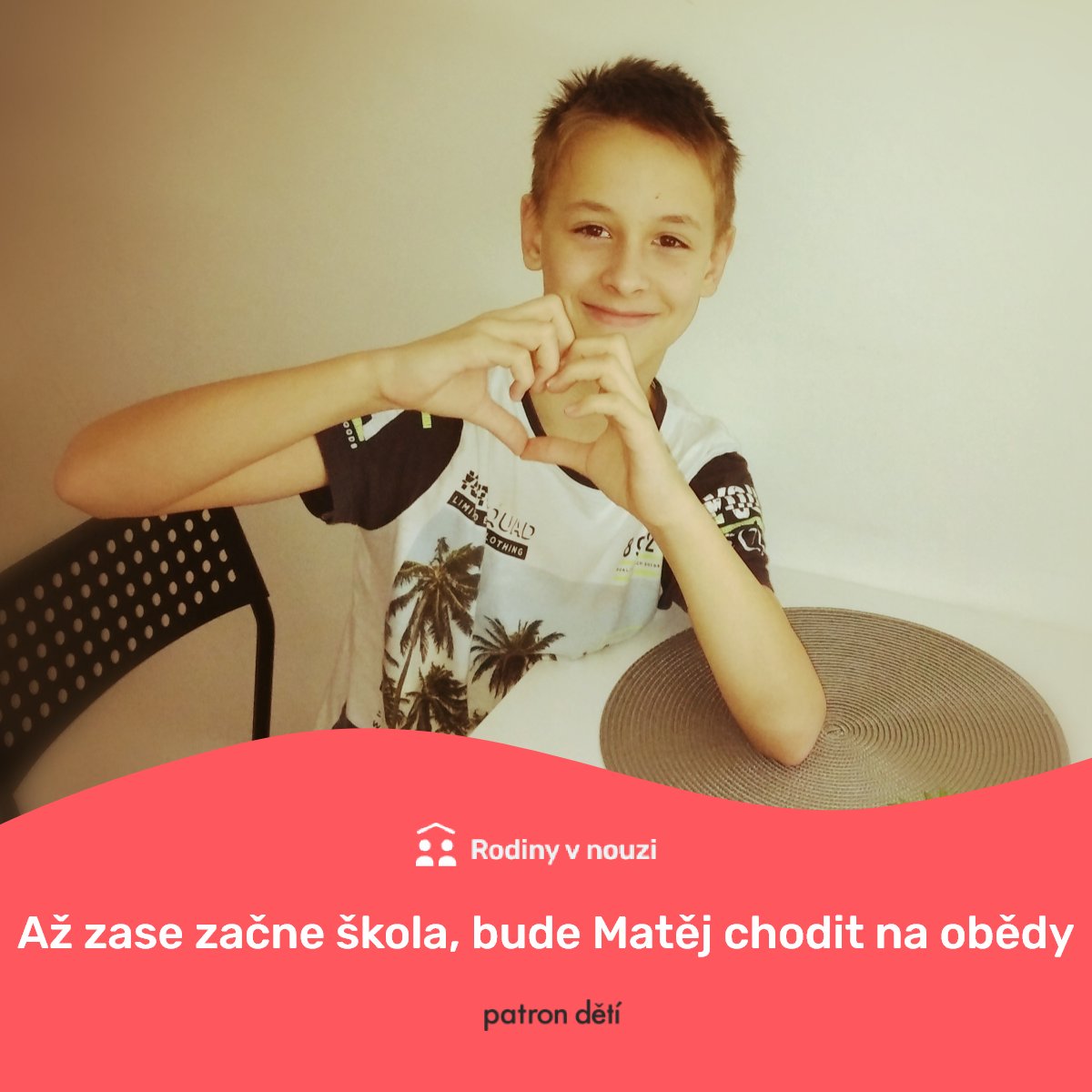 Máme radost 😃, že i v této době se nám daří naplnit žádosti o pomoc např. na obědy🍴ve škole. Má to smysl, protože podporou takových příběhů i tak trochu vyjadřujeme víru v normálnější budoucnost.👍Až to skončí, Matěj bude mít ve škole obědy. A to je fajn.❤️#charity #pomoc