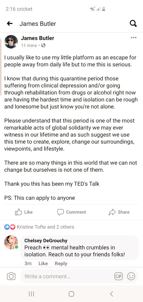 JamesButlerdidt's tweet photo. #TedTalk #Isolation #Quarantine #rehabilitation #depression #solidarity https://t.co/QqOOLiuO0G