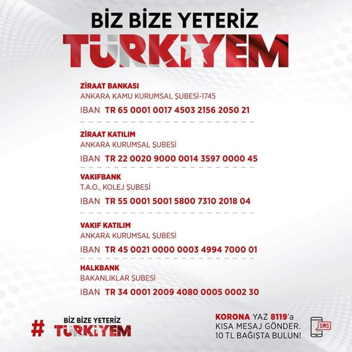 Gün Milli Dayanışma Günü!

KORONA yazıp 8119'a kısa mesaj göndererek 10 TL bağışta bulunabilirsiniz.

#bizbizeyeteriz