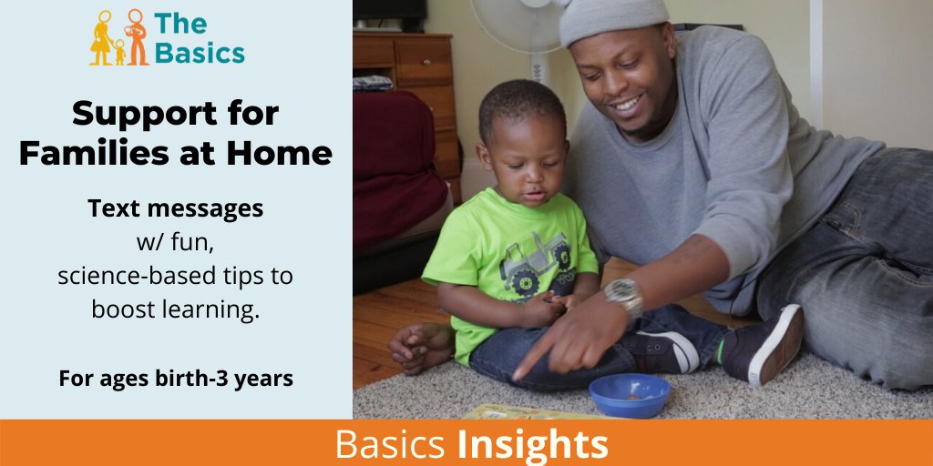 bostonbasics's tweet image. Resource for family-serving orgs in Greater Boston:

Basics Insights sends parents 2 text msgs. each wk with tips for taking advantage of the learning moments in their child&apos;s everyday routines. 

To learn more&amp;amp;get your org started with a free acct, email support@thebasics.org.
