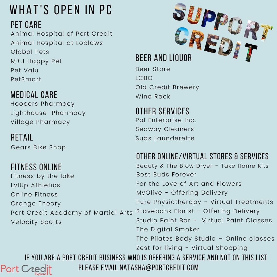 Portcreditbia's tweet photo. Thank you everyone for continuing to support local! Here is the latest updates on our community businesses. Stay safe and healthy.

#portcredIT #supportcredit #strongtogether #communityinvolvement #ilovepc #covid_19 #wewillovercomethis #WeAreInThisTogether https://t.co/4nkcIeAcKY