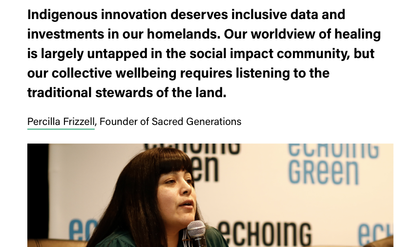 The wealth of this nation was built on the theft &amp; genocide of Native land and people. 💯

"We must redistribute resources back into democratic forums of economic &amp; political decision-making controlled by the communities from which the resources were extracted." <a href="/echoinggreen/">Echoing Green</a> ❤️