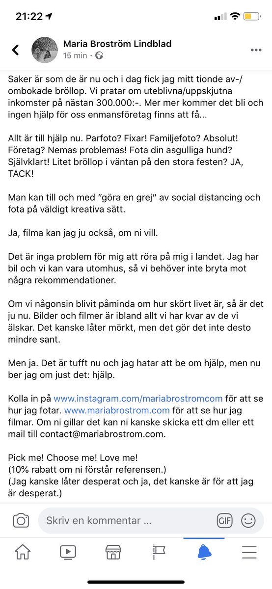 mariabrostrom's tweet photo. HJÄLP! Jag behöver jobb. Foto/film. Ca vadsomhelst. Läs mer på första bilden.

Jag kanske verkar desperat? Jag är det. Det här mitt försök att för första gången be om hjälp till mig själv. Rakt uppochner.

RT = rabatt. ❤️ https://t.co/Sj70vRBsmA