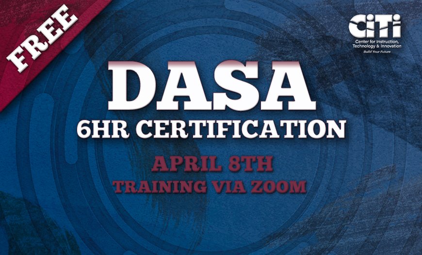CiTi_BOCES's tweet photo. FREE DASA 6-hour certification April 8 via Zoom, sign up on MyLearningPlan: https://t.co/fS5NTygr6d https://t.co/wZ0SEbtmt2
