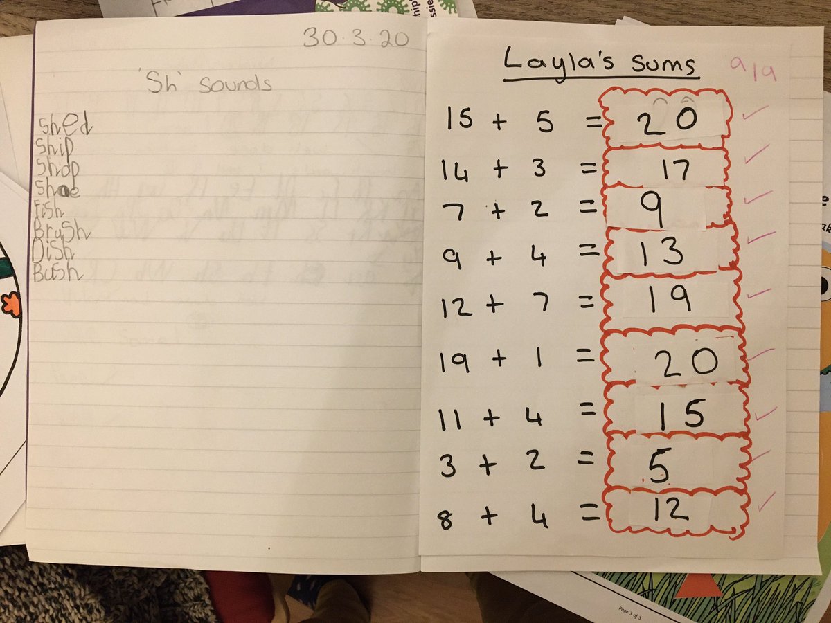 MellyRose2015's tweet photo. @Ahodgkissclass Layla’s ‘sh’ words, and her sums. She’s also started to create her very own bug hotel. https://t.co/R30OYY32fj